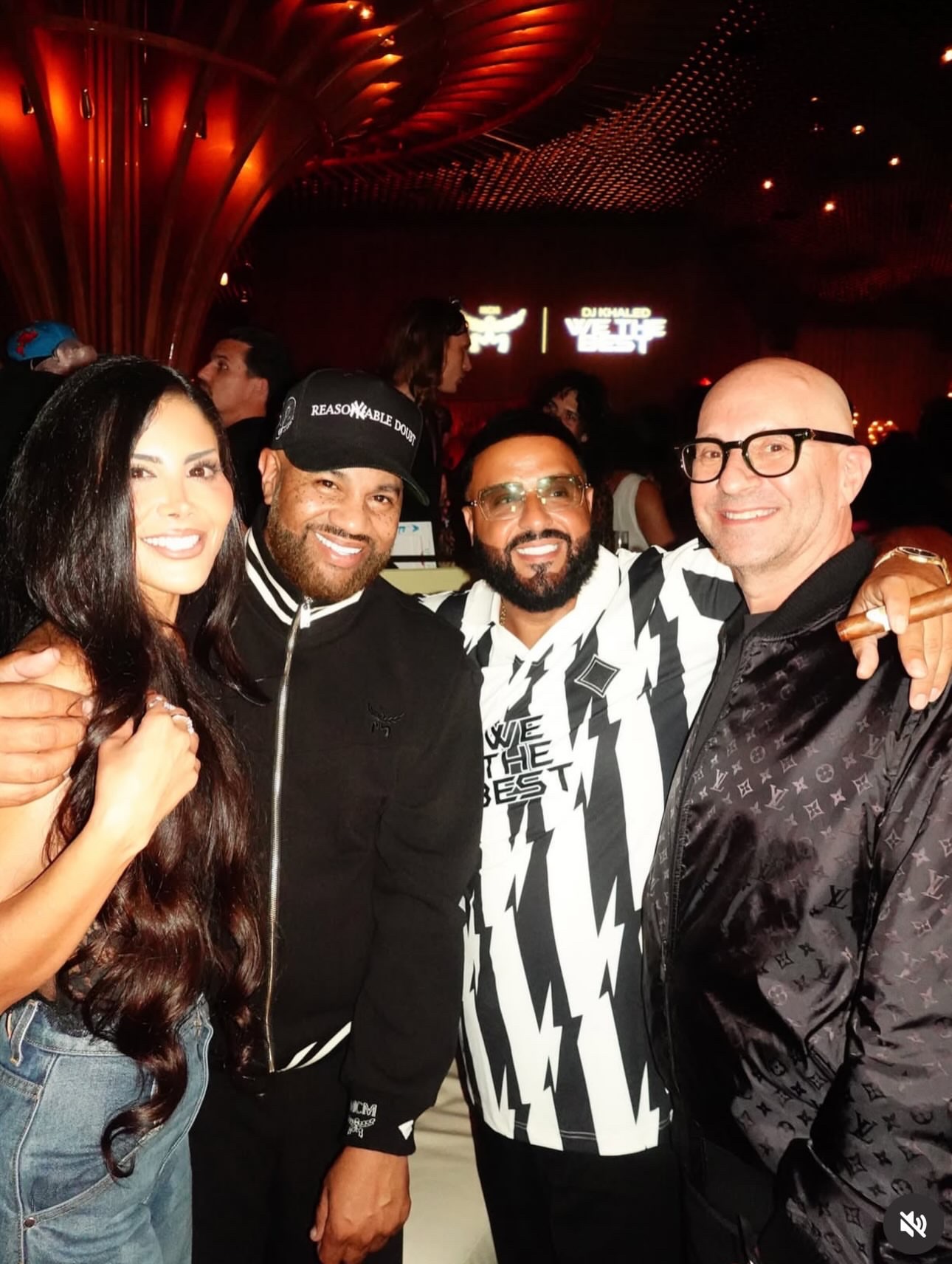 Behani with DJ Khaled and guests at the MCM Worldwide We The Best event, makeup by Rebecca Lee Artistry
