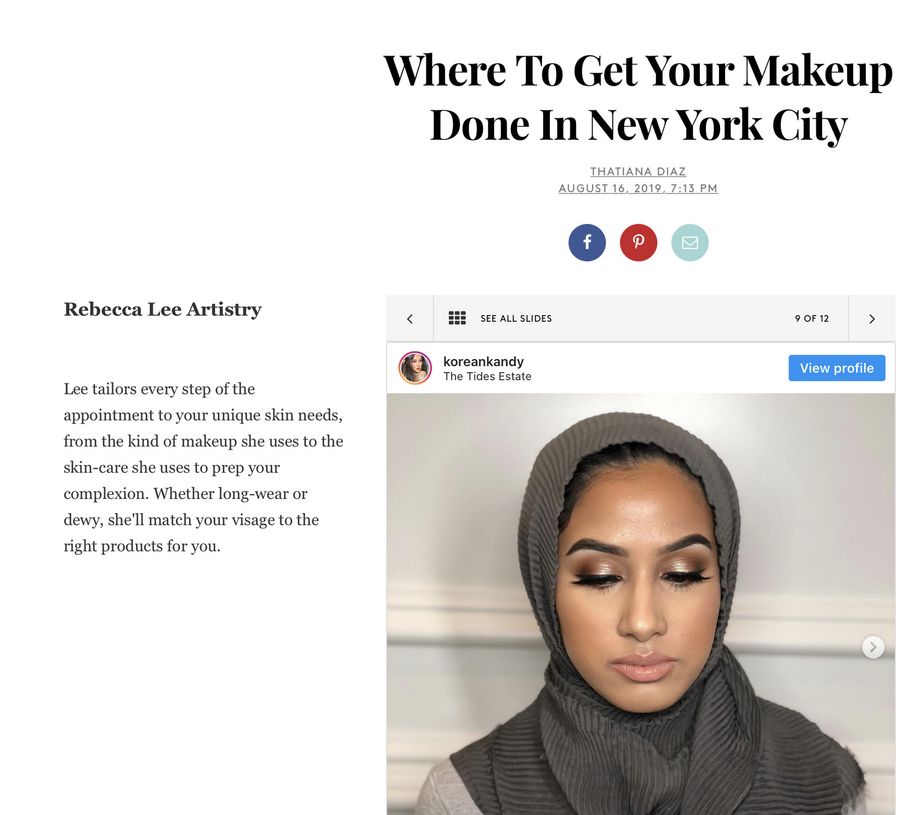 Featured in Refinery29 — featured work thumbnail from rebeccaleeartistry.com